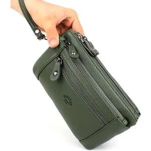 Erkek Haki Renk Çok Bölmeli Bileklik Kemerli El Bantlı Portföy Çanta El Çantası