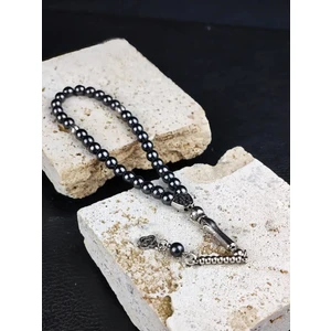 Hematit Taşı Doğaltaş Küre Kesim Tesbih - Günlük Aksesuar Hediye - Metalik Siyah