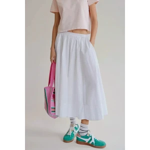 Kadın A-Form Fit Maxi Etek Beyaz