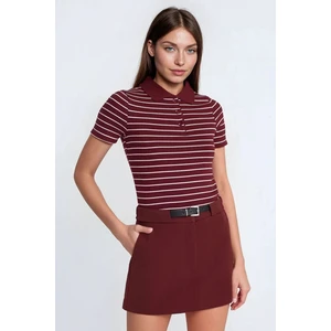 Kadın Mini Düz Şort Etek Bordo Kırmızı