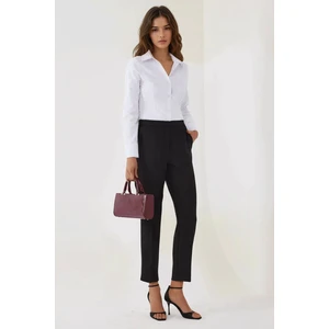 Kadın Yüksek Bel Düz Paça Pantolon Siyah