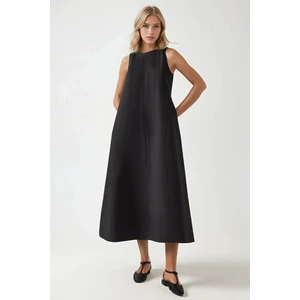 Kadın Mixray Collection Bisiklet yaka, kolsuz A-Form Maxi Elbise Black