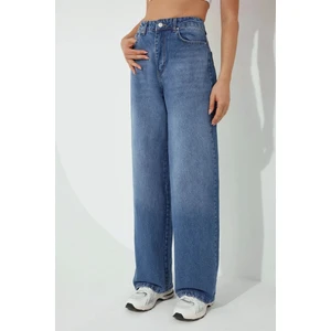 Kadın Baggy Kalıp Denim Jeans Orta Mavi Denim