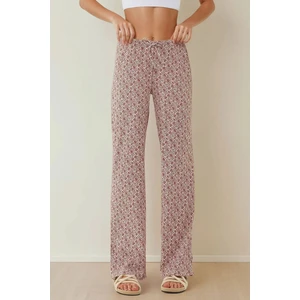 Kadın Rahat Kesim Desenli Pantolon Pink