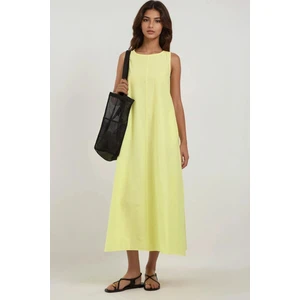 Kadın Mixray Collection Bisiklet yaka, kolsuz A-Form Maxi Elbise Yellow