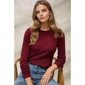 Kadın Basic Kazak Bordo Kırmızı