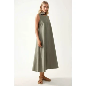 Kadın Mixray Collection Bisiklet yaka, kolsuz A-Form Maxi Elbise Green