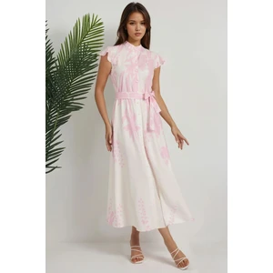 Kadın Çiçekli Uzun Elbise Allık Pembe