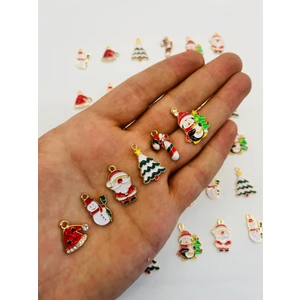 Noel Temalı Metal Kolye Ucu Seti (Noel, Şapka, Şeker, Kardan, Çam, Penguen) – 6 Adet