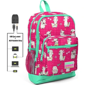 Coral High USB Bağlantılı Sırt Çantası Konforlu Süngerli Sırt Paneli 27x14x38 cm Çocuklar İçin