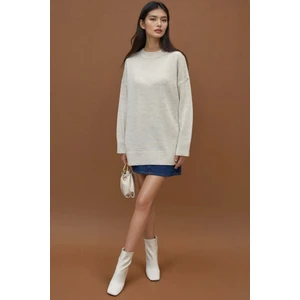 Kadın Kalın Bisiklet Yaka Uzun Kalçayı Kapatan Kazak Taş Doğal