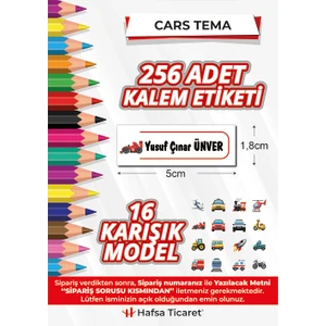 Hafsa Ticaret 256 Adet Kalem Etiketi Cars Temalı İsimli Kişiye Özel Okul Etiketi