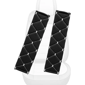 Gri Baklava Desenli Yumuşak Siyah Kumaş Emniyet Kemer Kılıfı Çift Takım Kmgd-01