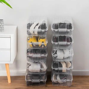 3207 10 Adet Erkek Ayakkabı Saklama Kutusu - Şeffaf Pratik Ayakkabı Kabı Düzenleyici Saklama Seti