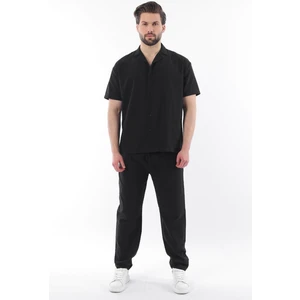 Siyah Over Fit Erkek Gömlek Takım E7303
