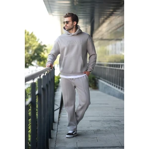 Boyalı Gri Kapüşonlu Erkek Eşofman Takımı E7324