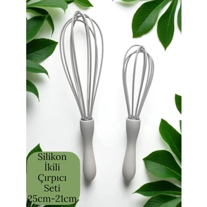 2'li Silikon Kek Ayran Çorba Karıştırıcı Yumurta Puding Sos Kremşanti Çırpma Teli Çırpıcı