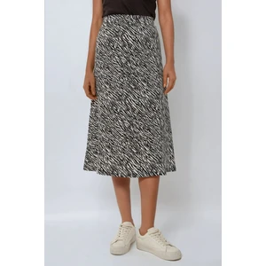 Kadın Yüksek Bel Zebra Desenli Midi Etek Çok Renkli