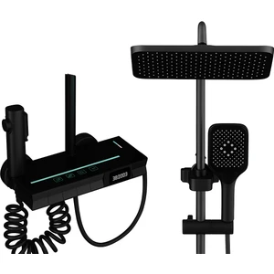 Rena Design Siyah Dijital Ekran  Piyano Fonksiyonel Akıllı Duş Sistem Banyo Batarya Robot Yağmurlam Ambiyans LED