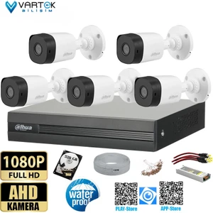 5 Kameralı 2mp Bullet 3.6mm 30M Gece Görüşlü Full Hd Güvenlik Kamera Seti