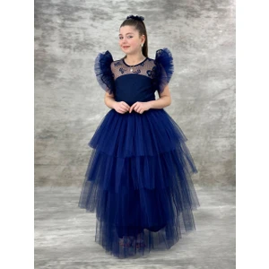 Kız Çocuk Eslem Model Kat Kat Elbise Tokalı