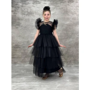 Kız Çocuk Eslem Model Kat Kat Elbise Tokalı