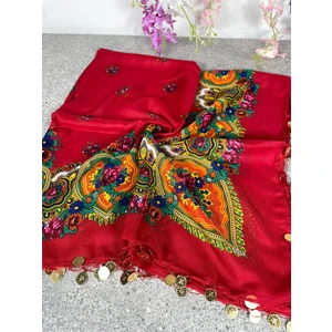 Mardin Yazması Çiçek Desenli Pullu Başörtüsü – 100X100 cm