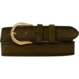 %100 Hakiki Deri, Gold Tokalı 4 cm Süet Askeri Yeşil Kadın Kemeri; Kot, Spor Kemer=süet.70.ask.yeşil