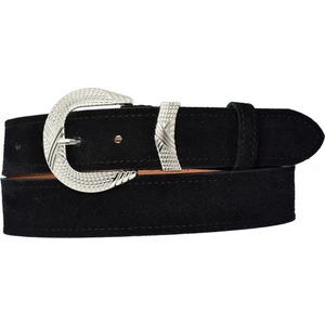 %100 Hakiki Deri, Gümüş Tokalı 4 cm Süet Siyah Kadın Kemeri; Kot, Spor Kemer=süet.63.siyah