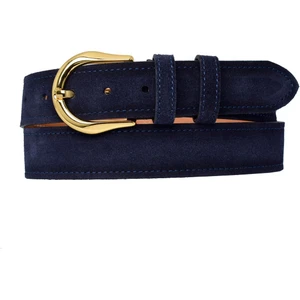 %100 Hakiki Deri, Gold Renk Tokalı 4 cm Süet Lacivert Kadın Kemeri; Kot, Spor Kemer=süet.70.lacivert