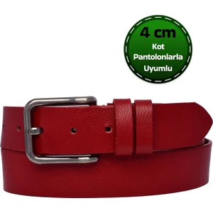 %100 Hakiki Deri, Siyah Nikel Takım Tokalı 4 cm Kırmızı Kadın Kemeri; Kot, Spor Kemer=nikel.tk.76