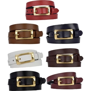 %100 Hakiki Deri 7'li Süper Set Gold Renk Takım Tokalı 2 cm Kadın Kemeri, Bütün Kıyafetlerle Uyumlu