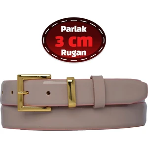 %100 Hakiki Deri, 3 cm Pudra Rugan Klasik Kadın Kemeri, Business, Iş Kadını, Kumaş, Takım KEMERI-R47