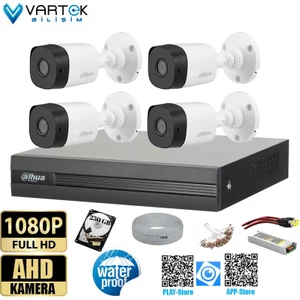 4 Kameralı 2mp Bullet 3.6mm 30M Gece Görüşlü Full Hd Güvenlik Kamera Seti
