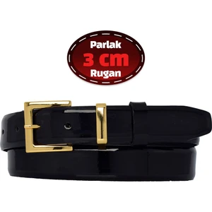 %100 Hakiki Deri, 3 cm Siyah Rugan Klasik Kadın Kemeri, Business, Iş Kadını, Kumaş, Takım KEMERI-R47