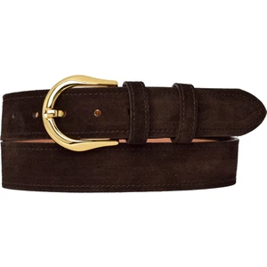 %100 Hakiki Deri, Gold Tokalı 4 cm Süet Koyu Kahverengi Kadın Kemeri; Kot, Spor Kemer=süet.70.koka