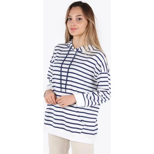 5041 Çizgili Kapşonlu Tunik