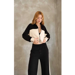 Garnili Fermuarlı Geniş Paçalı Modal Kumaş Eşofman Takım