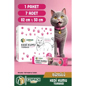 7'li Kedi Kumu Torbası Pudra Kokulu Büzgülü Poşet Pet Evcil Hayvan Kedi Tuvaleti 1 Paket 82X50CM