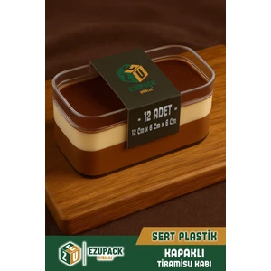12'li Tiramisu Cup 300 cc Mika Kase Plastik Şeffaf Kapaklı Sunum Kabı Tatlı & Meze ve Salata Kap