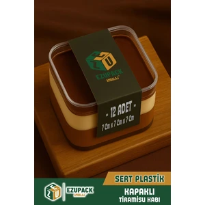 12'li Kare Tiramisu Cup 280CC Mika Kase Plastik Şeffaf Kapaklı Sunum Kabı Tatlı & Meze ve Salata Kap