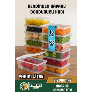 10 Adet Kendinden Kapaklı Mikrodalga Difriz Derin Dondurucu Buzluk Düzenleyici Saklama Kabı