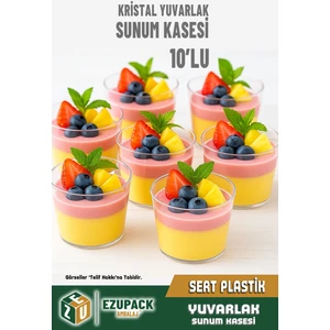 Yuvarlak Sert Mika Magnolya Bardağı Kase Plastik Şeffaf Sunum Kabı 250CC 10ADET Tatlı&meze Salata