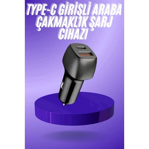 38W USB Type-C Girişli Oto Çakmaklık Araç Içi Hızlı Şarj Çakmaklık Şarj Aleti