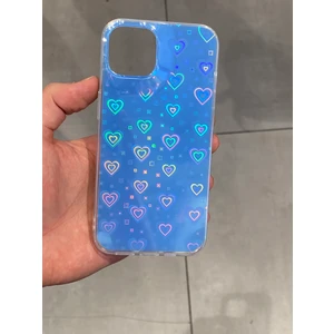 Mee Kılıf Apple iPhone 13 ve 14 Uyumlu Kalp Desenli Hologram Silikon Kılıf