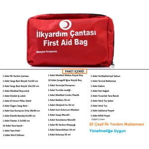 Atölye Fabrika Ilk Yardım Çantası Ruhsata Uygun 35 Parça Ilk Yardım Seti