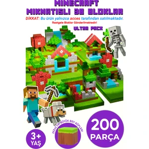 Minecraft Manyetik Küpler - 200 Parça Zeka Geliştirici Blok Oyuncak 3+ Yaş Eğitici Oyuncak Seti