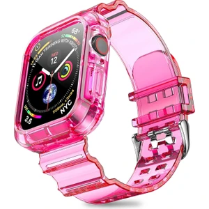 Nezih Case Kayış/kordon ve Kasa Koruyucu Apple Watch Seri 2/3/4/5/6/se 40 mm Uyumlu Kordon Pembe