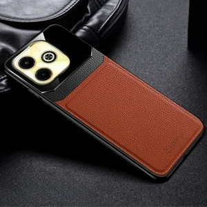Infinix Hot 40I Uyumlu Kılıf Zebana Lens Deri Kılıf Kahverengi