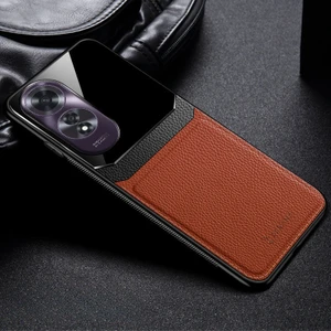 Oppo A60 Uyumlu Kılıf Zebana Lens Deri Kılıf Kahverengi